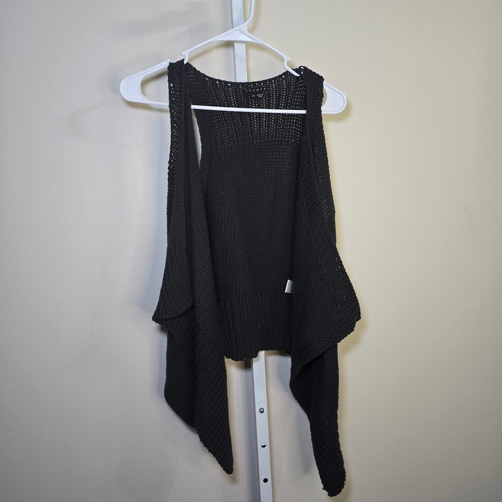Theory Black Knit Open Front‎ Asymmetrical Hem Sleeveless Vest Women's S/P